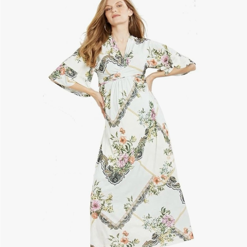Jessica Simpson Floral Maternity Dress with Kimono Sleeves